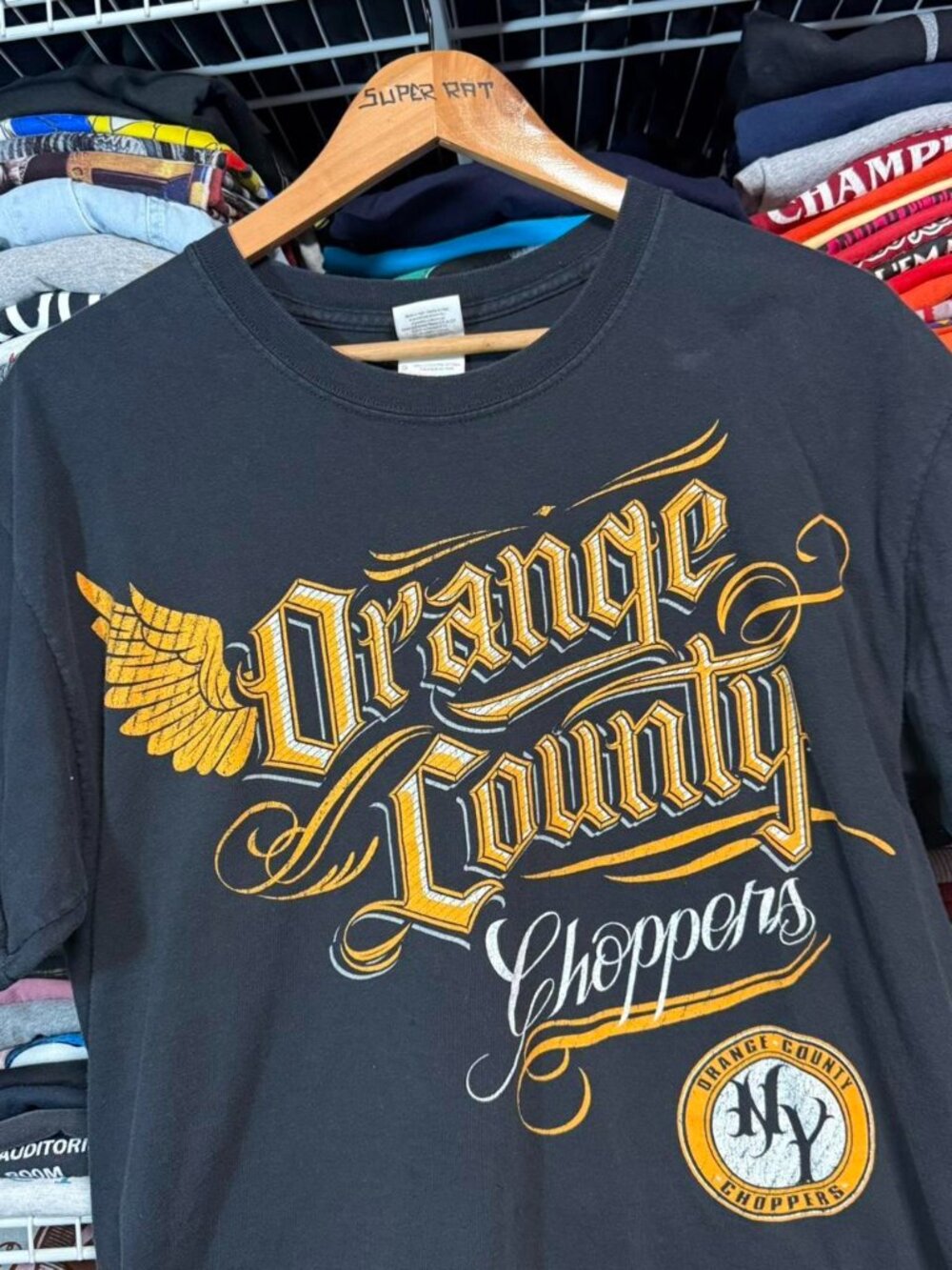 y2k Orange County choppers script wings graphic t shirt